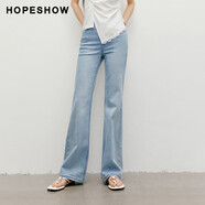 紅袖（hopeshow）復古水洗牛仔褲2025夏季新款女裝MIU系中腰一?？劾乳L(cháng)褲 070淺牛仔藍 S