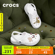 CROCS卡駱馳洞洞鞋貝雅男鞋女鞋輕便耐磨一腳蹬拖鞋休閑鞋|10126 白-100 37 /38(230mm)