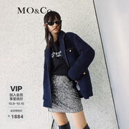 MO&Co.小香風(fēng)西裝權(quán)力外套羊毛混紡休閑西裝夾克外套女呢子外套 藍(lán)黑色-第2批 S 160