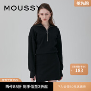 moussy 女裝新款拉鏈半開領(lǐng)松緊腰針織連衣裙女010GSK80-0910 020黑色 S 00001