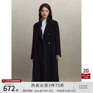 自巧（ZIQIAO）小個(gè)子正肩100%全羊毛雙面呢大衣女2023冬季新款毛呢西裝外套 星空黑 S (3碼)
