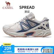 駱駝（CAMEL）漫延復(fù)古慢跑步男鞋網(wǎng)面透氣運(yùn)動(dòng)鞋子 7057，淺灰/深藍(lán)，女 37