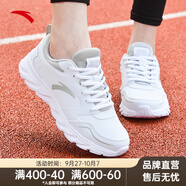安踏（ANTA）運動鞋女鞋媽媽鞋軟底黑色跑鞋女士皮面輕便減震跑步鞋子 【皮面】5515-4 38 38碼