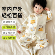 wua·wua嬰兒衣服秋季春秋新生兒連體衣秋冬寶寶馬甲外出保暖睡衣套裝秋裝 南瓜派對【保暖 馬甲+連體衣】 90cm (適合12-18月 體重18-26斤)