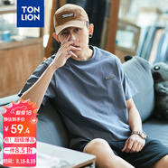 唐獅（TonLion）2025夏男短袖貼標圓領(lǐng)T恤 墨藍/二批 2XL