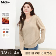 MsShe【V領(lǐng)&圓領(lǐng)】大碼女裝秋裝胖mm仿兔絨紗寬松毛衣 燕麥色現貨-2409 2XL