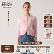 Teenie Weenie小熊針織開衫2025年春夏新款圓領(lǐng)休閑基礎(chǔ)長袖毛衣外套女空調(diào)衫 淺粉色 L