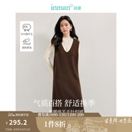 茵曼（INMAN）綿羊毛慵懶松弛V領(lǐng)無(wú)袖背心針織裙2025春秋女裝新品連衣裙長(zhǎng)裙子 咖色 L