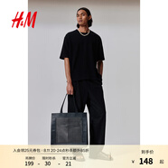 H&M上衣T恤2025年夏季新款時(shí)尚男裝寬松版T恤1285130 黑色 S 170/92