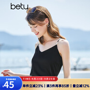 betu百圖女裝吊帶衫打底背心內(nèi)搭背心外穿V領(lǐng)無袖吊帶背心女2204T82 黑色 L
