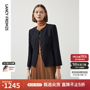 朗姿法式小香風(fēng)高級感黑色藍色西裝氣質(zhì)西服短外套春季新款 月夜深藍色 S