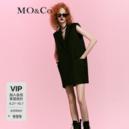 MO&Co.蝴蝶結(jié)裝飾露背寬肩西裝馬甲外套小眾上衣女摩安珂 黑色-第2批 XS 155
