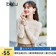 百圖（betu）betu百圖女裝長袖雪紡衫春秋上衣小心機(jī)優(yōu)雅名媛風(fēng)蕾絲衫2101T20 杏色 M
