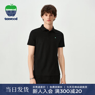 texwood蘋(píng)果男士短袖t恤夏裝涼感印花polo衫商務(wù)潮T簡(jiǎn)約穿搭男上衣 黑色 輕薄 S (48)