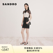SANDRO【線上限定】經(jīng)典款女裝鏤空蕾絲拼接高腰修身連衣裙SFPRO00765 淡褐色（偏白）(尺碼偏小，建議拍大1碼) S