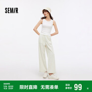 森馬（Semir）休閑褲女工裝風(fēng)肌理長(cháng)褲寬松感秋半松緊腰抽繩闊腿褲104524127030