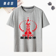 賽卓菲（SAIZHUOFEI）愛國東風(fēng)5c覆蓋全球棉質(zhì)短袖t恤男款夏國風(fēng)印字寬松體恤衫班服 灰色東風(fēng)5C XS 型號155建議85斤左右