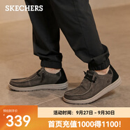 斯凱奇（Skechers）男鞋夏季商務(wù)休閑鞋季百搭時尚帆布鞋舒適復(fù)古一腳蹬66387 黑色/BLK 42