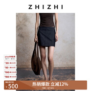 致知ZHIZHI 踏青游 極簡小短裙女2025夏季新款簡約百搭休閑通勤 牛仔深藍(lán) L