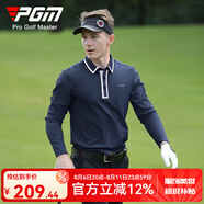 PGM高爾夫服裝男士長袖t恤 冬季翻領(lǐng)POLO衫golf男裝 YF526-藏青色 L