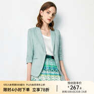 顏域簡(jiǎn)約半袖西裝外套女夏裝新款通勤顯瘦氣質(zhì)職業(yè)短款西服 淺綠 XL/42