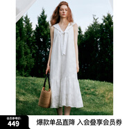 ELLE【明星同款】拾貝少女海軍領(lǐng)連衣裙女2025夏季新款減齡小白裙 白色 M
