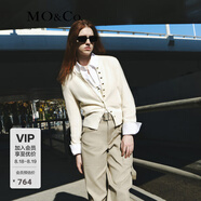 MO&Co.【綿羊毛×山羊絨】春秋寬腰封短款毛織外套摩安珂 米白色 S 160