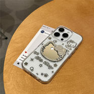 Xins少女水鉆Kitty貓鏡子適用蘋果16promax手機殼iPhone15滴膠14新款蘋果13 1VIVO小米華為蘋果OPPO 透明水鉆Kitty鏡子  單殼 iPhone6plus