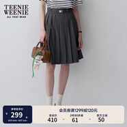 Teenie Weenie小熊女裝春夏休閑時尚高腰百褶半身裙可拆卸腰帶短裙 深灰色 M (165)