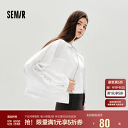 森馬（Semir）外套女秋短款蕾絲寬松蝙蝠袖棉麻立領(lǐng)2025小清新夾克10A525108002