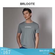 Brloote/巴魯特短袖T恤男棉時(shí)尚休閑上衣夏季圓領(lǐng)印花體恤衫 灰綠 165/88A