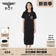 BOY LONDON【夏日畫(huà)廊】夏女士長(zhǎng)裙顯瘦開(kāi)叉寬松黑色連衣裙W17703 黑色 L
