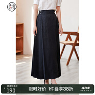 固執(zhí)（OBSTINATE）新款中式復古馬面裙百褶氣質款一片式長款半身裙00032BQ07898 黑色 XL 175/76A