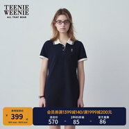 Teenie Weenie小熊夏季撞色Polo休閑通勤簡(jiǎn)約白色連衣裙時(shí)尚收腰短裙女 藏青色 S (160)