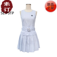 夏典素訂女王（SE.PSTP）韓系無(wú)袖背心藍色連衣裙子女夏季2025新款巨好看氣質(zhì)收腰百褶短裙 【藍色】含腰帶【連身裙/連衣裙2 S 40/45kg
