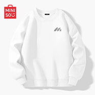 名創(chuàng  )優(yōu)品（MINISO）衛衣男春秋中國風(fēng)潮牌寬松百搭無(wú)帽長(cháng)袖男士秋冬款圓領(lǐng)休閑上衣服 白色(m灰調字母胸標) M 170(體重100-120斤左右)