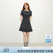 范思藍恩氣質(zhì)辣妹短袖連衣裙女2025夏新款收腰拼接百褶裙子2062 灰色 S