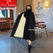 皮爾卡丹（PIERRE CARDIN）呢子毛呢大衣女中長款2025年新款冬加厚白鴨絨內(nèi)膽羽絨外套 嘉興雙面呢大衣黑色【內(nèi)膽 90白鴨絨】 L 濮院雙面絨大衣 【建議130-150斤】