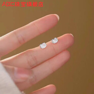 ABC老鳳凰999純銀足銀針可愛(ài)卡通KT貓耳釘女小眾設計感耳環(huán)甜美耳飾 粉色it貓耳釘【兩對裝】