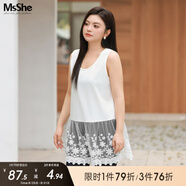 MsShe【14支糯米絨&重工釘珠】大碼女裝秋冬蕾絲花邊背心毛衣套裝 U領(lǐng)背心-純白色現貨 3XL