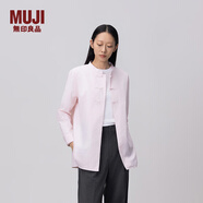 無印良品（MUJI）女式 易干平紋寬版盤扣襯衫 女士襯衣外套內搭春季款新中式女裝 粉色條紋 M (160/84A)