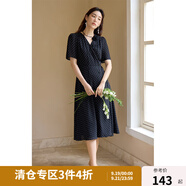 獨(dú)束大碼女裝法式V領(lǐng)復(fù)古波點(diǎn)連衣裙夏季新款微胖mm靈動百搭女裙 優(yōu)雅黑 XL (尺碼：3)