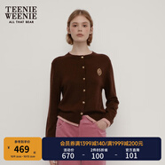 Teenie Weenie小熊秋季綿羊毛軟糯毛針織開(kāi)衫簡(jiǎn)約通勤毛衣外套女裝 棕色 XS (155)