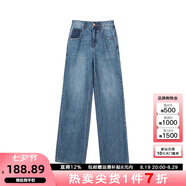 VEGA CHANG復古直筒牛仔褲女闊腿2025年秋冬新款寬松休閑高腰顯瘦百搭長(cháng)褲子 牛仔藍 （長(cháng)褲磨毛版） S