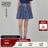 Teenie Weenie小熊女裝半身裙25夏季新款細(xì)褶花朵小清新蓬蓬短裙子 藏青色 L