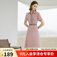 顏域（YANYEE）短袖通勤拉鏈襯衫裙子連衣裙女2024年夏季新款收腰顯瘦中長裙 粉色 XXL/44