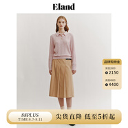 ELAND衣戀小奶羔毛衣女POLO領(lǐng)短款絞花含綿羊毛2024早春新款 粉色(25)Pink M 165