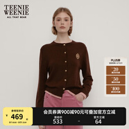 Teenie Weenie小熊針織開衫女春季軟糯舒適簡約休閑通勤針織毛衣外套女 棕色 XL (175)