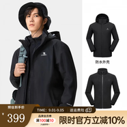 駱駝沖鋒衣冬季三合一可拆卸防水防風加絨登山服男士外套 黑色，男女同款 L