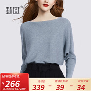 魅斑休閑純色簡(jiǎn)約減齡套頭針織衫氣質(zhì)上衣2023秋季百搭一字領(lǐng)毛衣 灰色 均碼